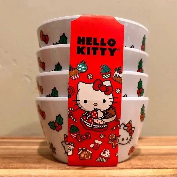 Hello Kitty stackable Christmas Bowls by Sanrio. 4 bowls. 100% Melamine. NWTS🎁 - Picture 2 of 10